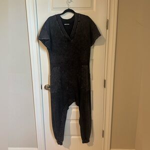 Zenana Navy/Black Acid Watch Lounge Jumpsuit